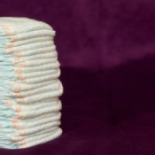 Stack of disposable diapers.