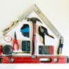 Shape of a house from construction tools.