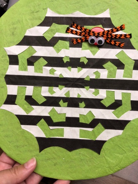 Spiderweb Display Sign - one spider in upper right corner of web