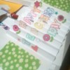 Teacher's Day Pop Up Greeting Card - open card with floral paper rectangles  in place