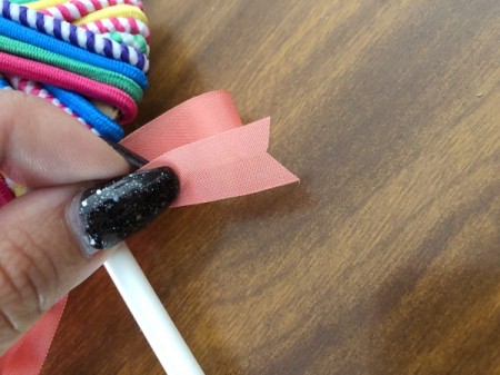 Hair Tie Lollipop Gift - tie on a piece of ribbon, a chevron can be cut into the ends