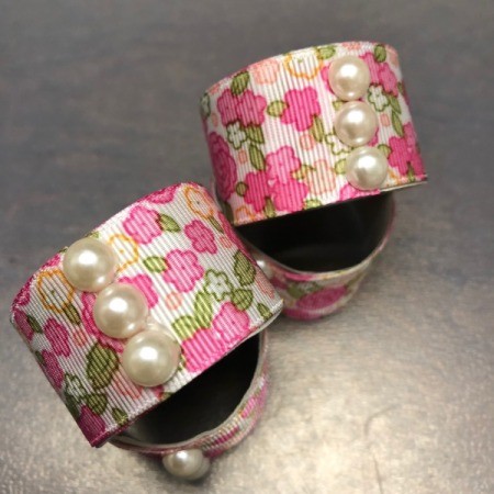 Paper Tube Napkin Rings - finished rings with pearls