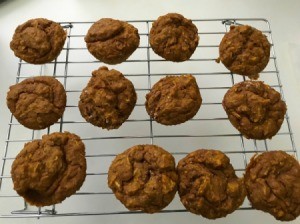 Pumpkin Zucchini Muffins on rack