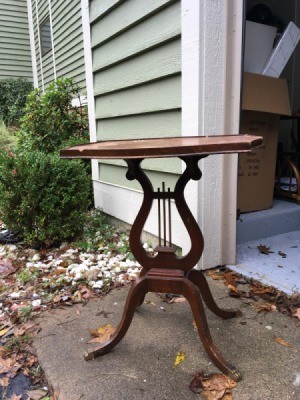Identifying a Possible Mersman Lyre Side Table - mahogany stain lyre table