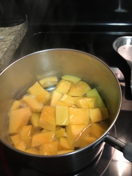 cut Butternut Squash in pan