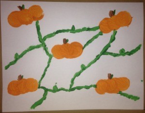 Bottle Cap Pumpkin Stamping - vines added