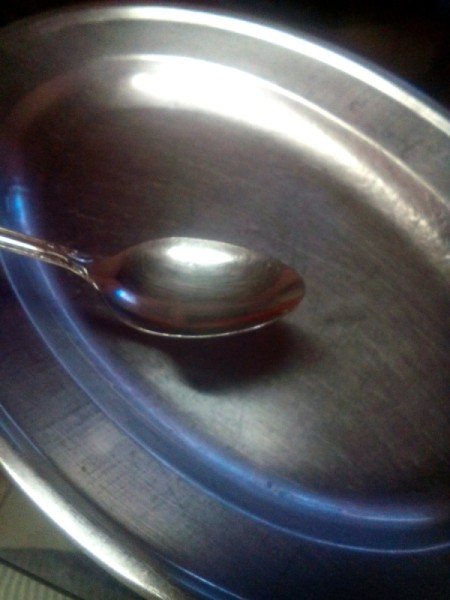 greasing plate and spoon