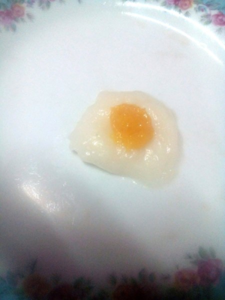 custard added to batter on plate