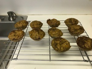 finished Pumpkin Banana Muffins on baking rack