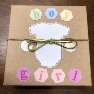 Gender Reveal Surprise in a Box - outside of the box tied shut with cord