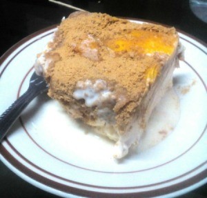 Mango Cream Cake serving on plate