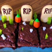 Graveyard Brownies on tray