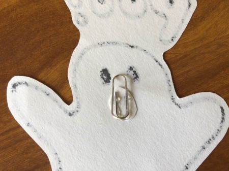 Fun Halloween Bathroom Decor - open the paper clip a bit and then glue to the paper circle