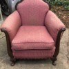 Identifying an Antique Chair - pink upholstered chair with dark wood trim