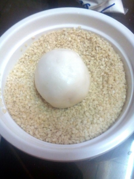 filled dough Ball in Sesame seeds