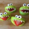 Green Apple Monsters - 4 apple monsters including two with jam instead of peanut butter