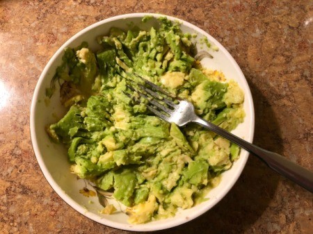 Avocado Quick Bread - mashed avocado