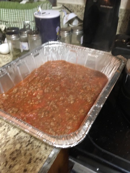 sauce in bottom of the pan