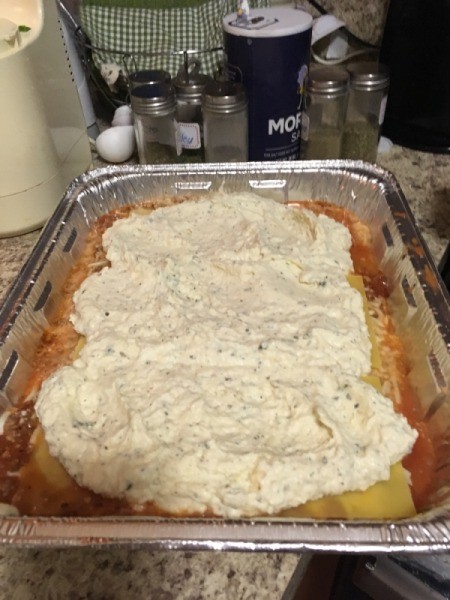 ricotta mix layer in Lasagna