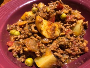 Indian Ground Beef with Potatoes in bowl