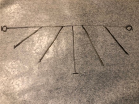 Spiderweb Necklace - draw a line in the center down to the vertical mark then add some rays on either side