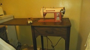 Value of a Morse Sewing Machine - machine in cabinet