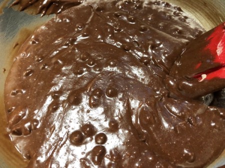 mixing brownies