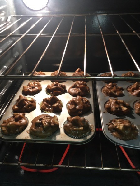Apple Spice Muffins in the oven