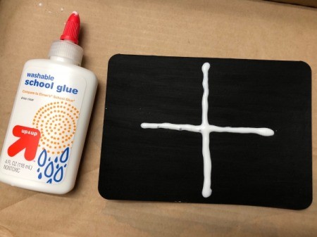 Salt Spider Web Painting - using school glue draw a cross