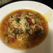 Italian Sausage Spinach Orzo Soup in bowl