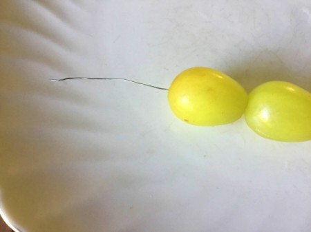 Grape and Edamame Caterpillars - skewer on some grapes