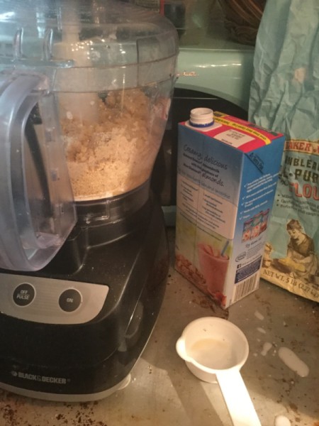 adding nut milk to dough