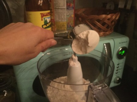 adding gluten free flour to food processor
