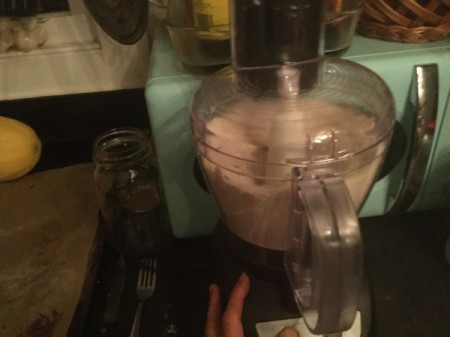 mixing dough in processor