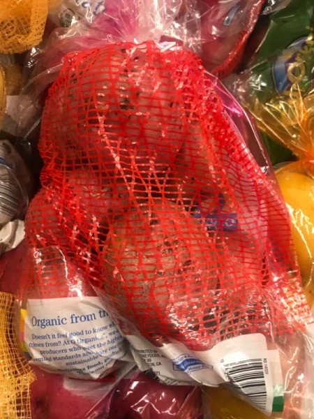 A mesh back to the red potato bag.