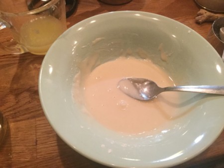 Lemon Spelt Scones icing in bowl