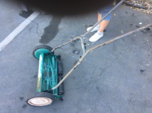 Value of an Old Reel Mower - blue reel mower