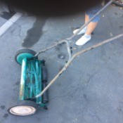 Value of an Old Reel Mower - blue reel mower