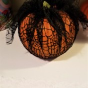 Black Lace and White Ribbon Pumpkin - view from the side