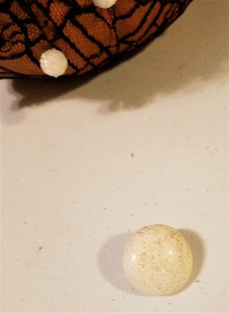 Black Lace and White Ribbon Pumpkin - earring with glitter added