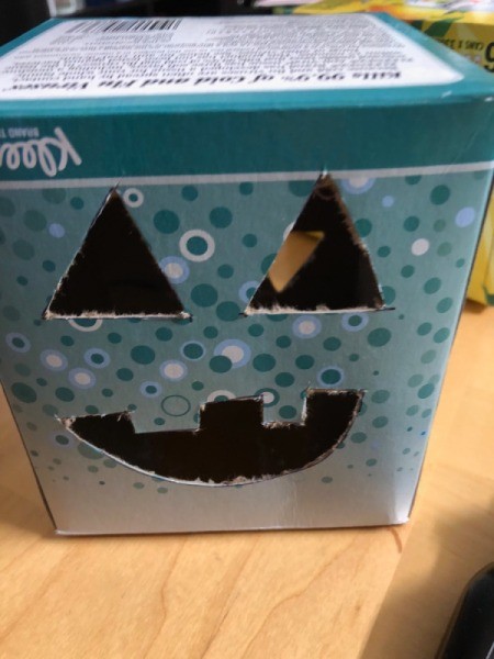 Cardboard Halloween Pumpkin and Ghost - box with eyes and mouth cut out