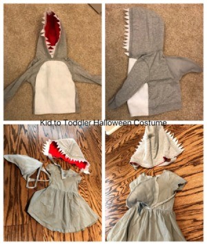 Kid to Toddler Shark Halloween Costume - previous costume and rework