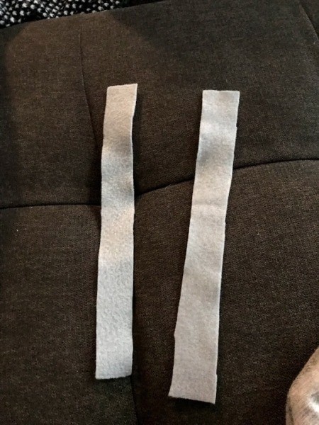 Kid to Toddler Shark Halloween Costume - two gray fabric strips for ties