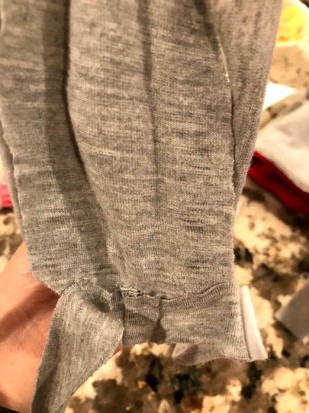 Kid to Toddler Shark Halloween Costume - cut strips from jacket or gray fabric for the loops on the fin