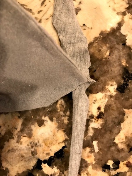 Kid to Toddler Shark Halloween Costume  - roll the jersey fabric and attach to the front of the fin