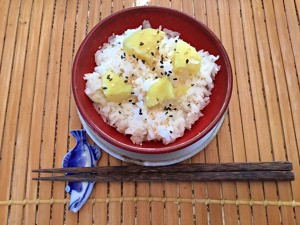 Japanese Sweet Potato Rice in bowl