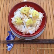 Japanese Sweet Potato Rice in bowl