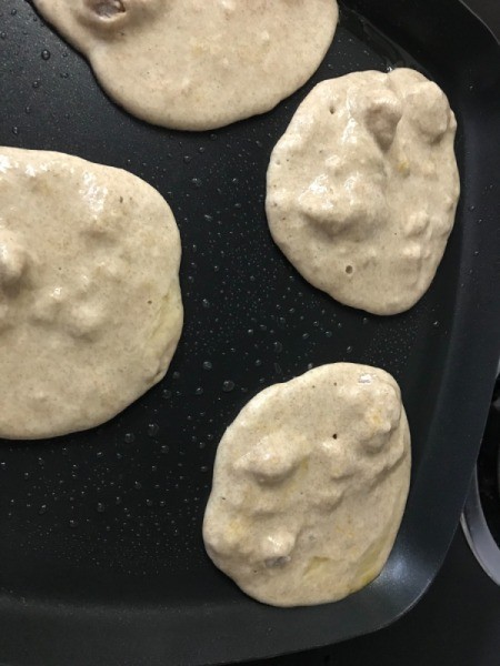 Whey Pancakes on griddle