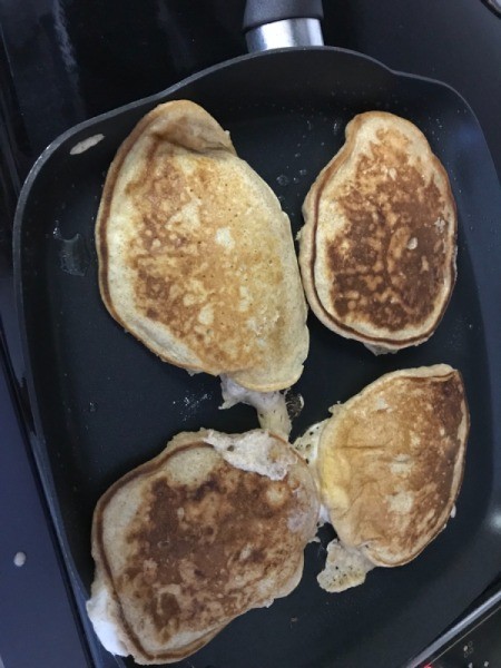 Whey Pancakes turned on griddle