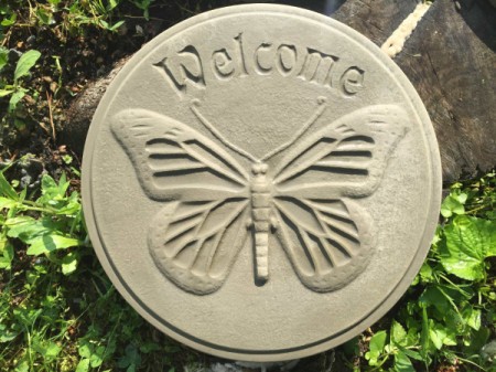 Making a Welcome Stepping Stone - front view of molded stone